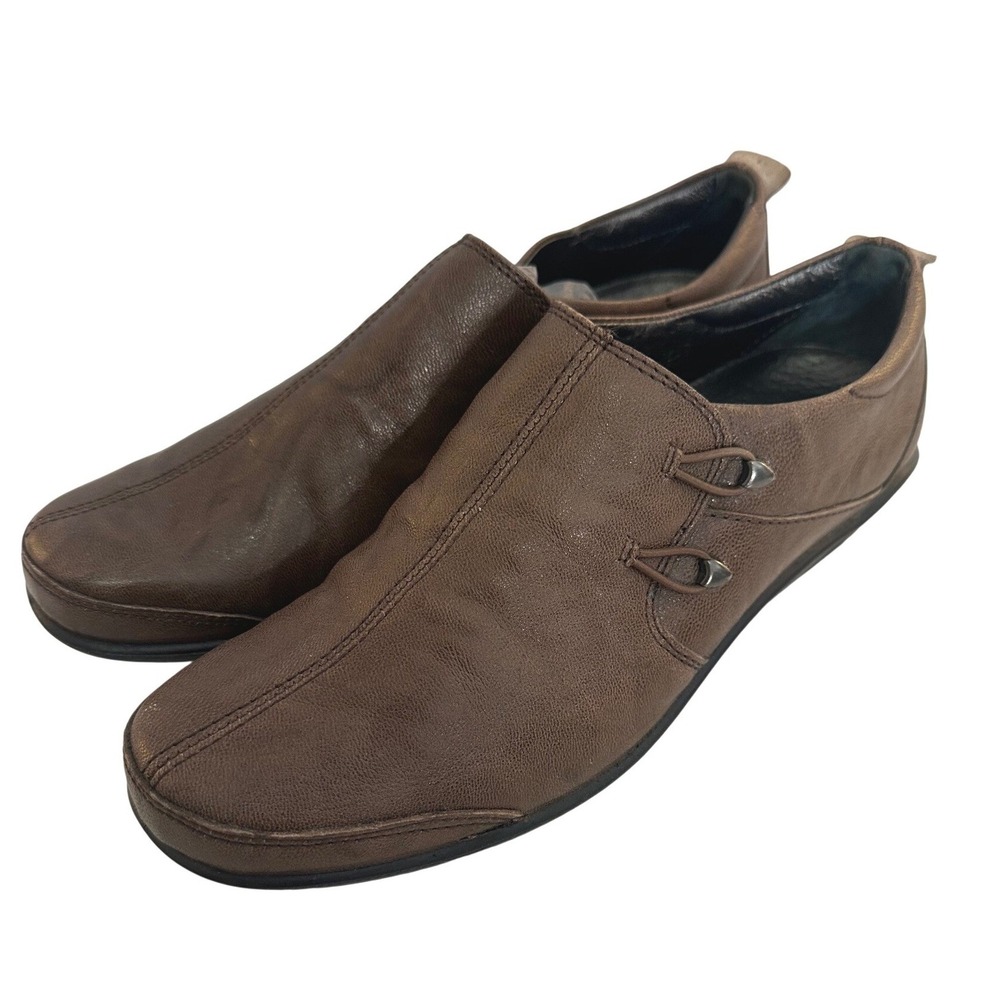 Romika Women's Brown Leather Bungee Detail Slip On Loafers Size 37
